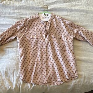 Pink and Brown Patterned Blouse